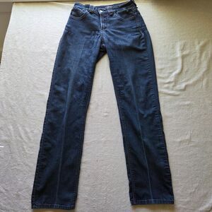 NYDJ Marilyn Straight Jeans Womens 4 (28x32) Blue Ankle Stretch Dark Wash Denim